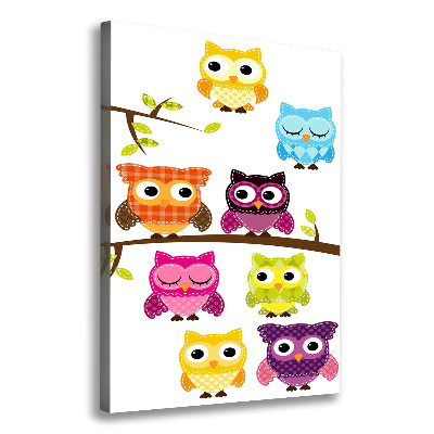 Canvas wall art Colorful owls