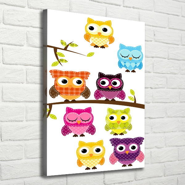 Canvas wall art Colorful owls