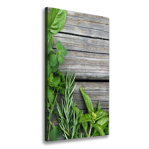 Wall canvas art Herbs on wood