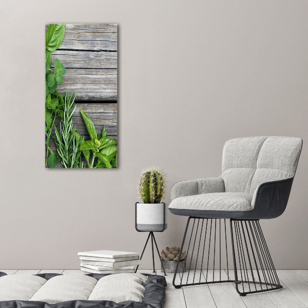 Wall canvas art Herbs on wood