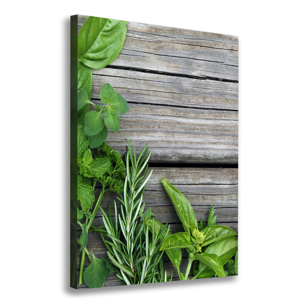 Wall canvas art Herbs on wood