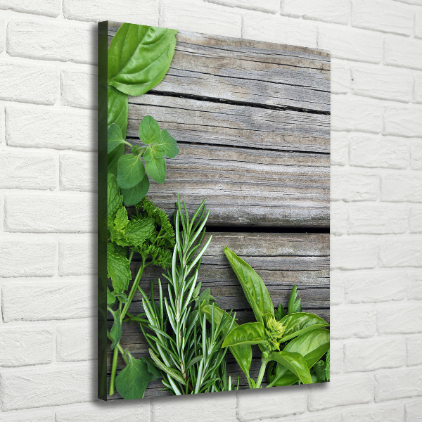 Wall canvas art Herbs on wood