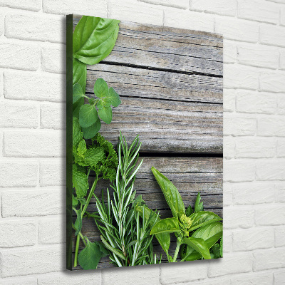 Wall canvas art Herbs on wood