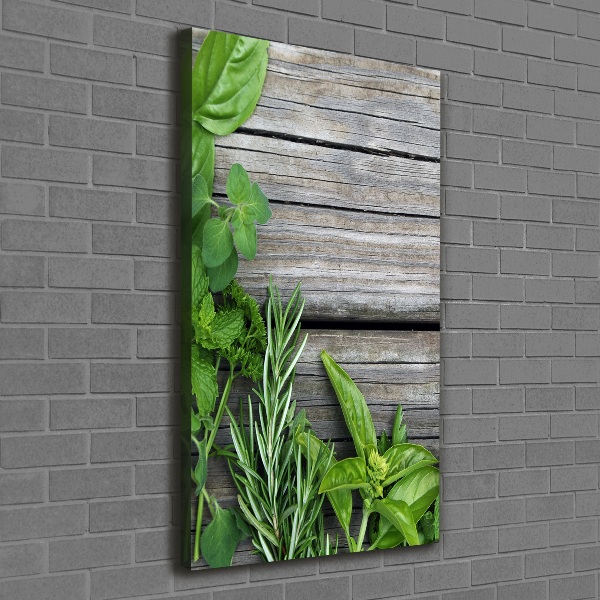 Wall canvas art Herbs on wood