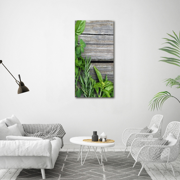 Wall canvas art Herbs on wood