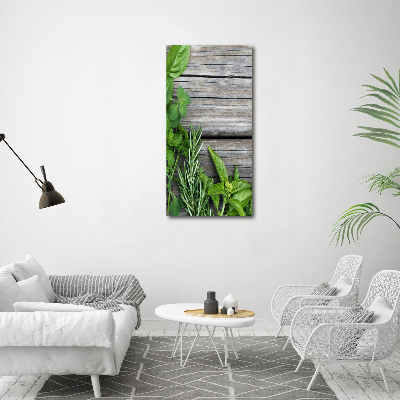 Wall canvas art Herbs on wood