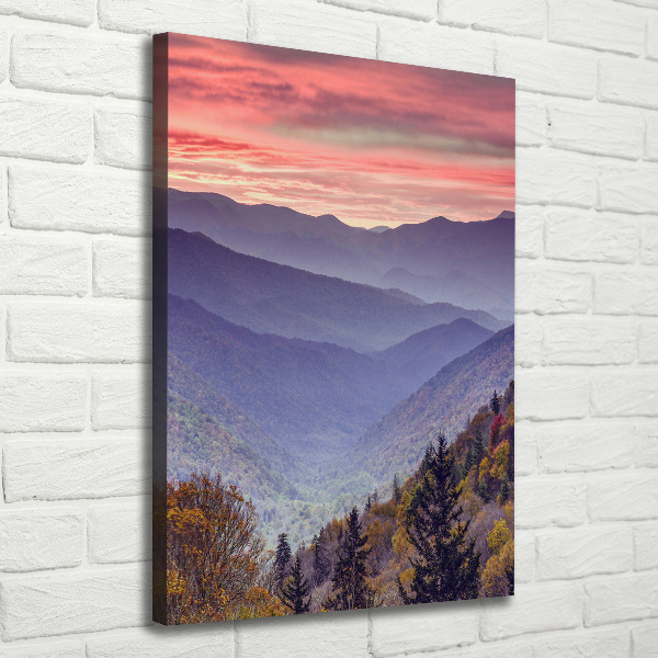 Canvas wall art Fog over the mountains