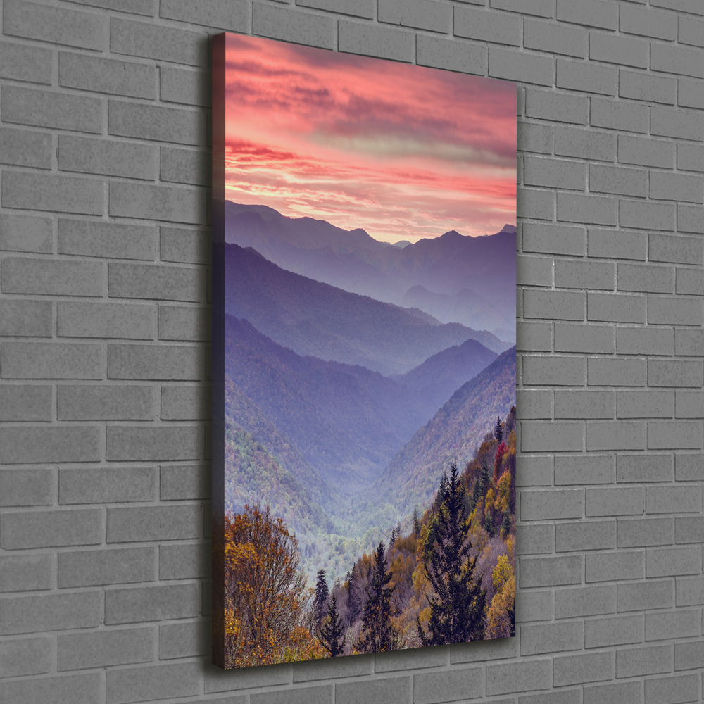 Canvas wall art Fog over the mountains