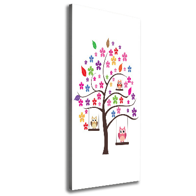 Canvas wall art Owls on swings