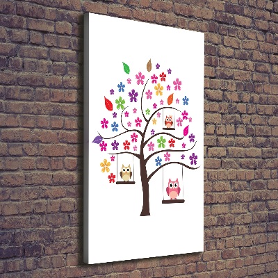 Canvas wall art Owls on swings