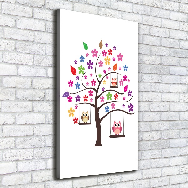 Canvas wall art Owls on swings