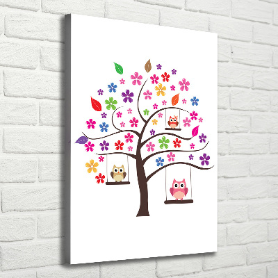 Canvas wall art Owls on swings