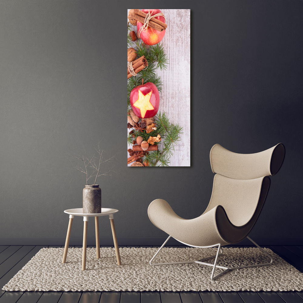 Wall art canvas large Christmas apples