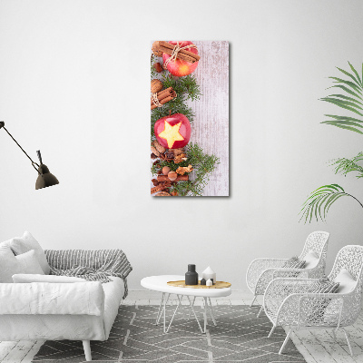 Wall art canvas large Christmas apples