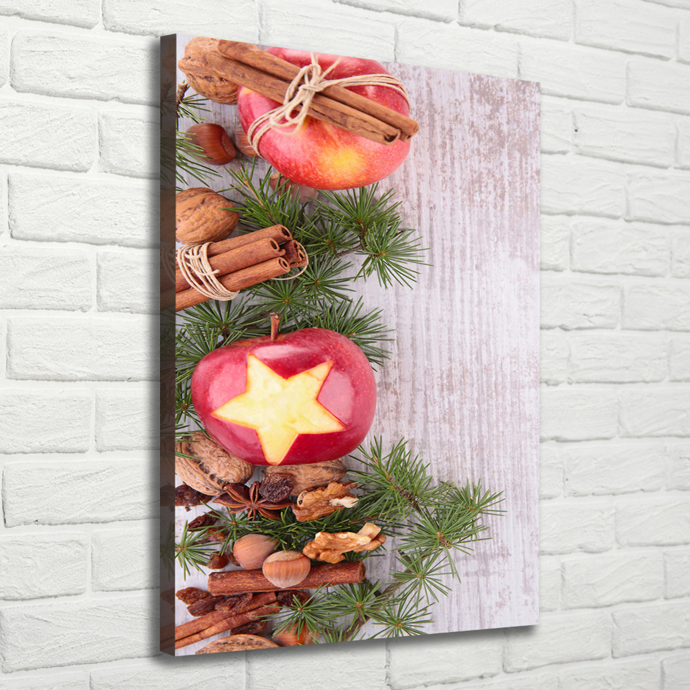 Wall art canvas large Christmas apples