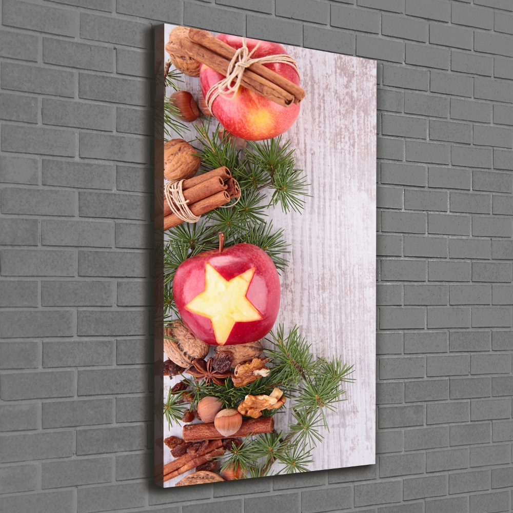 Wall art canvas large Christmas apples