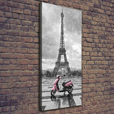 Large canvas wall art Eiffel tower scooter