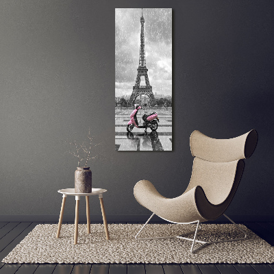 Large canvas wall art Eiffel tower scooter