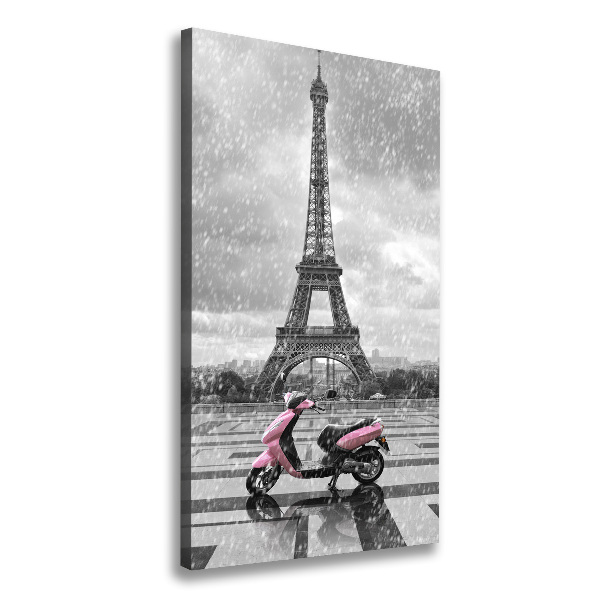 Large canvas wall art Eiffel tower scooter