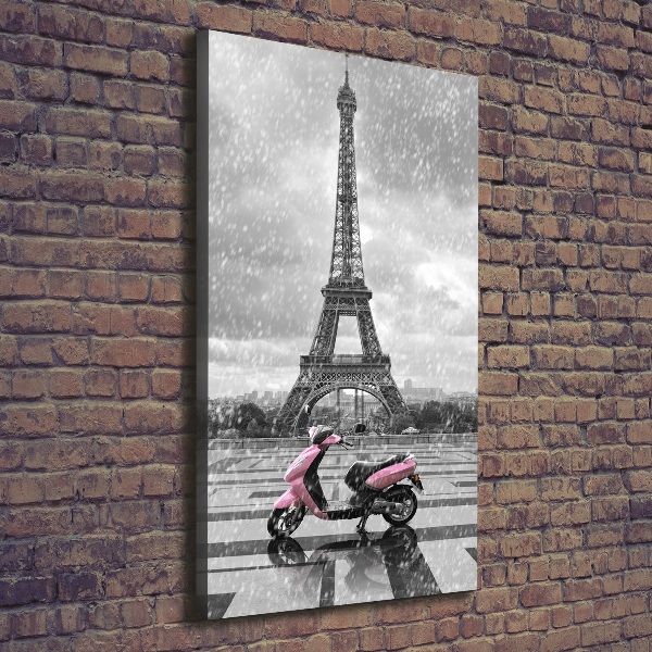 Large canvas wall art Eiffel tower scooter