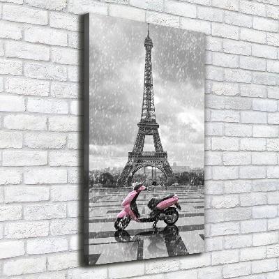 Large canvas wall art Eiffel tower scooter