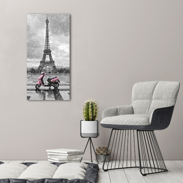 Large canvas wall art Eiffel tower scooter