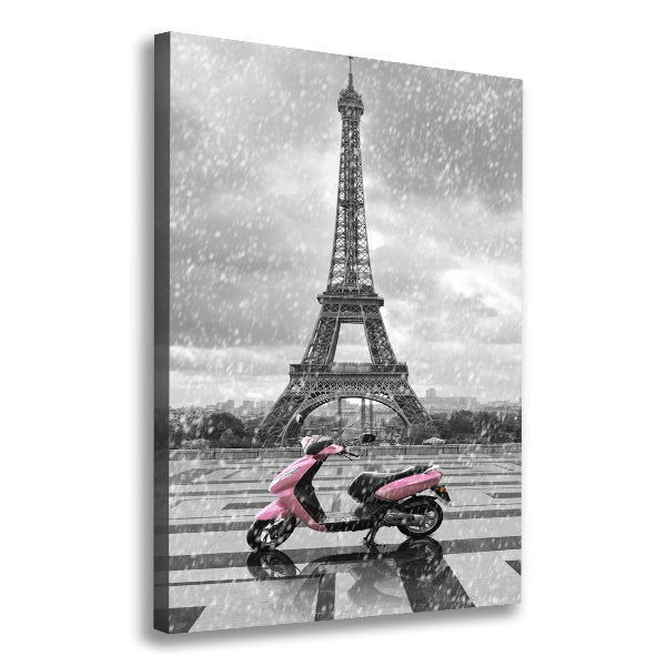 Large canvas wall art Eiffel tower scooter