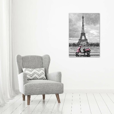 Large canvas wall art Eiffel tower scooter