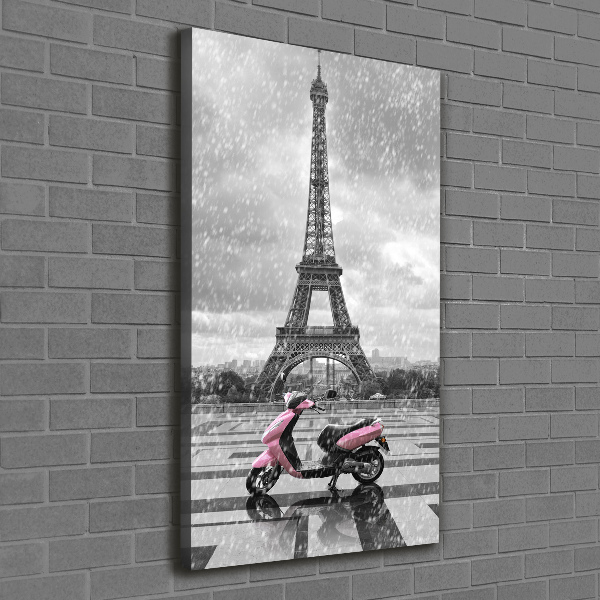 Large canvas wall art Eiffel tower scooter