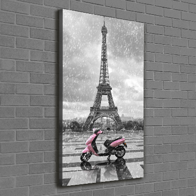 Large canvas wall art Eiffel tower scooter