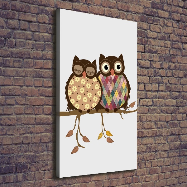 Canvas wall art A pair of owls on the branches