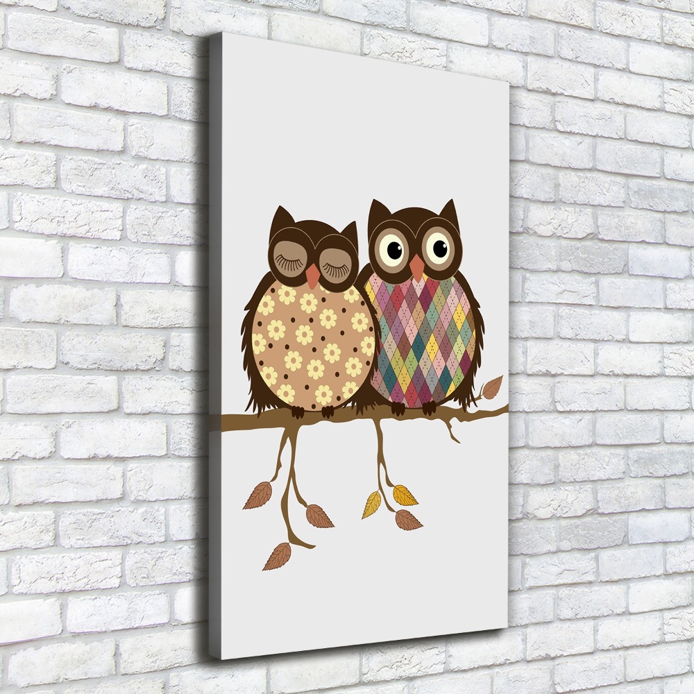 Canvas wall art A pair of owls on the branches