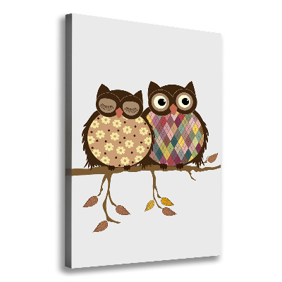 Canvas wall art A pair of owls on the branches