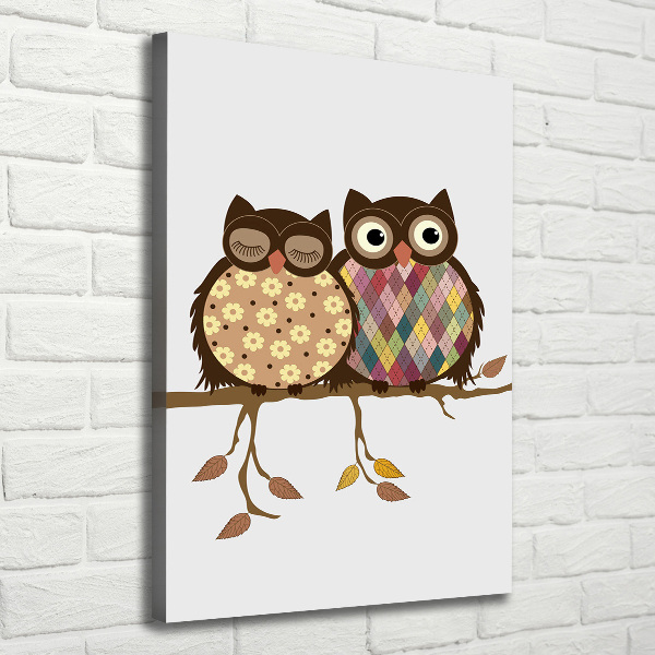 Canvas wall art A pair of owls on the branches