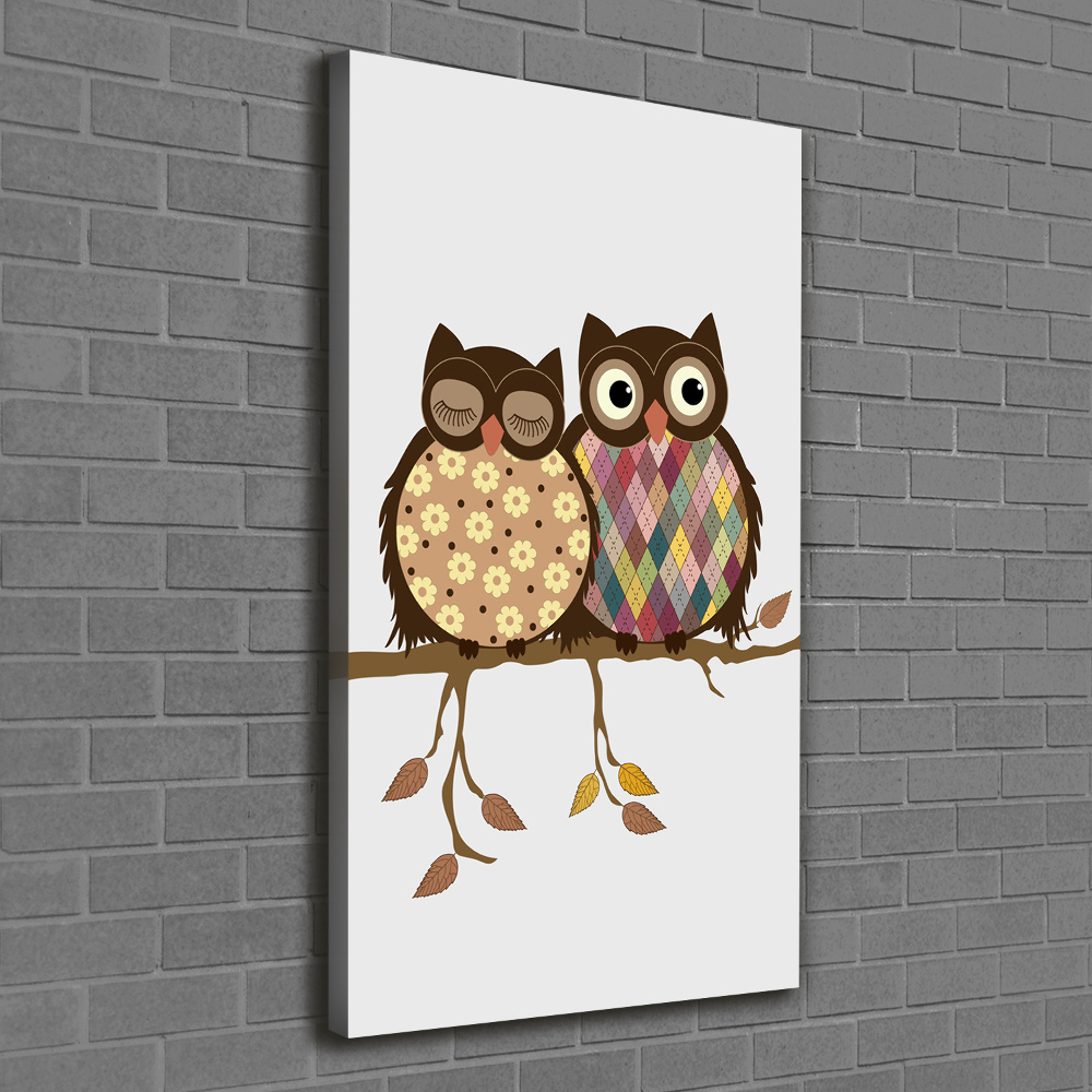 Canvas wall art A pair of owls on the branches