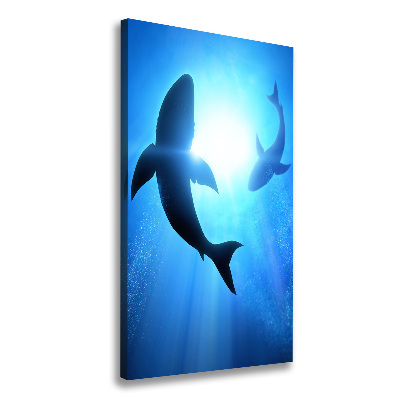 Canvas print Silhouettes of sharks