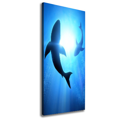 Canvas print Silhouettes of sharks