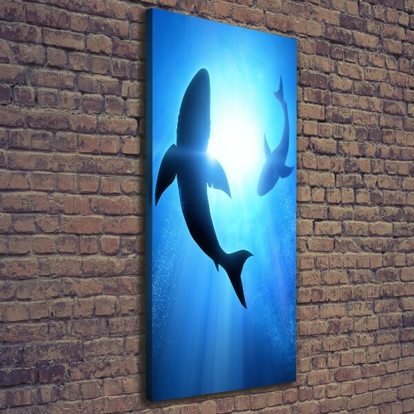 Canvas print Silhouettes of sharks