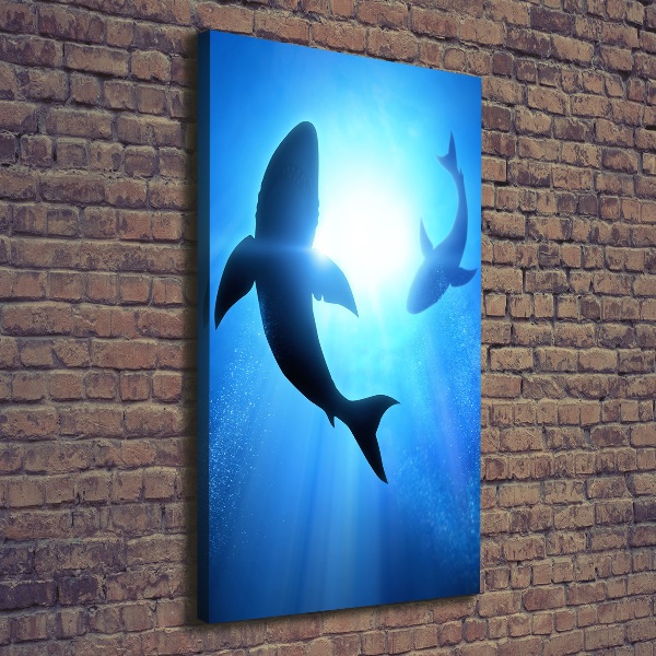 Canvas print Silhouettes of sharks