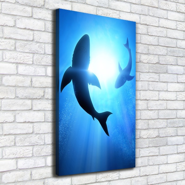 Canvas print Silhouettes of sharks