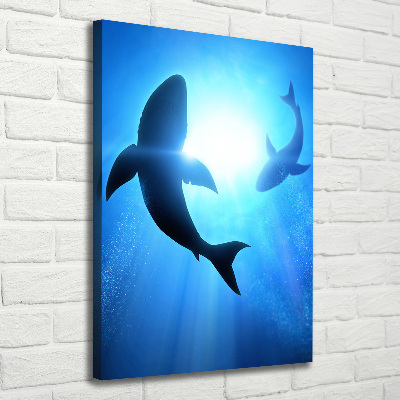 Canvas print Silhouettes of sharks