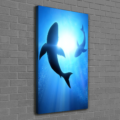 Canvas print Silhouettes of sharks