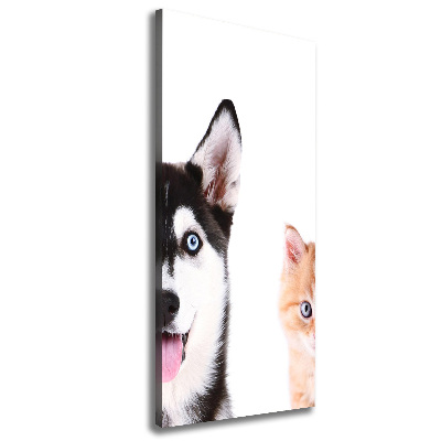 Canvas wall art Dog and cat