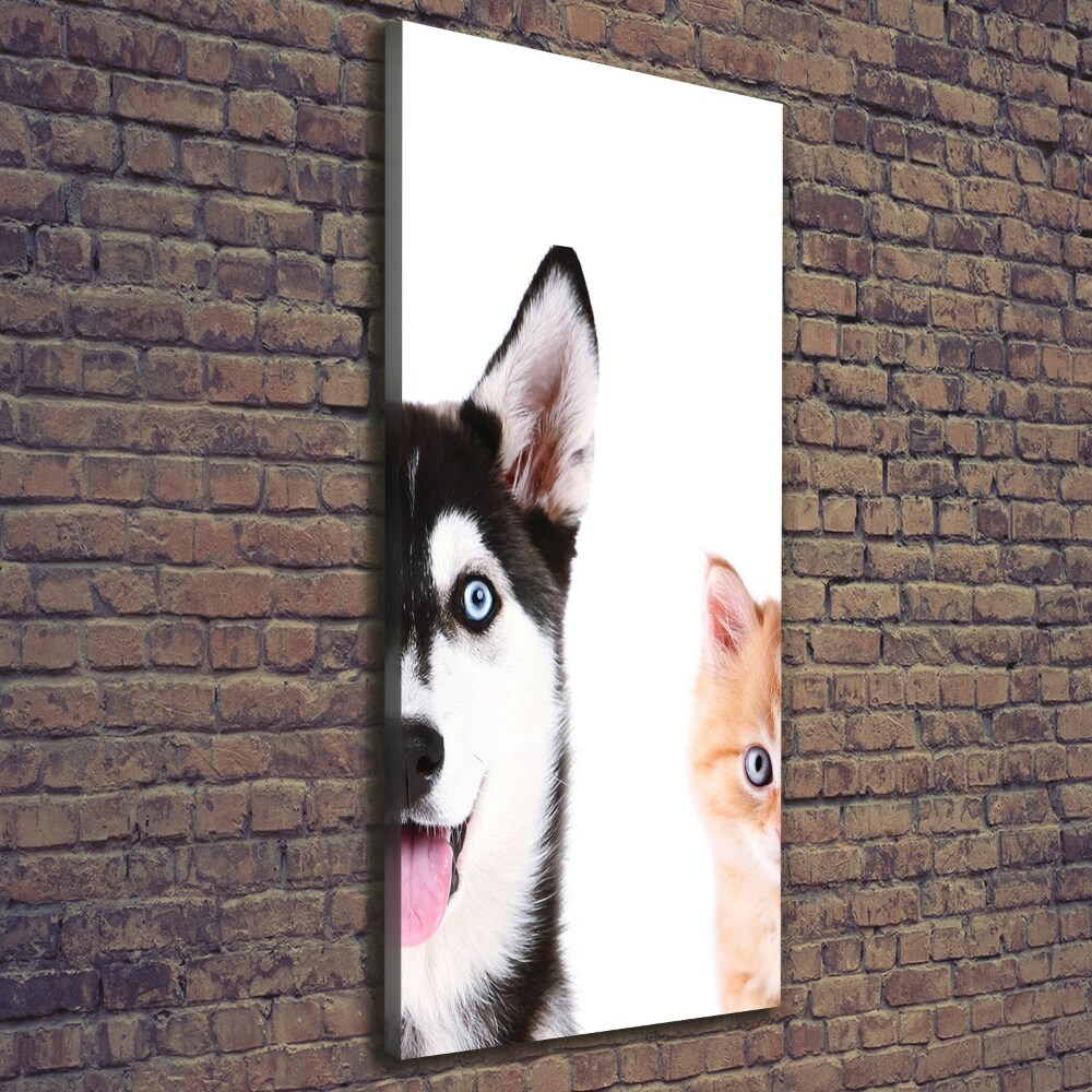 Canvas wall art Dog and cat