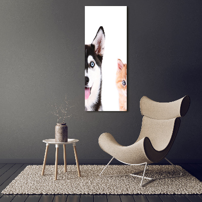 Canvas wall art Dog and cat