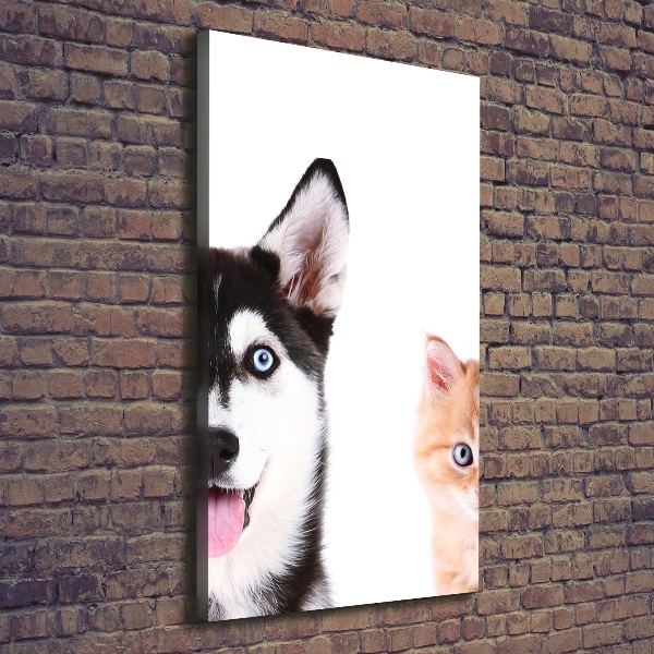 Canvas wall art Dog and cat