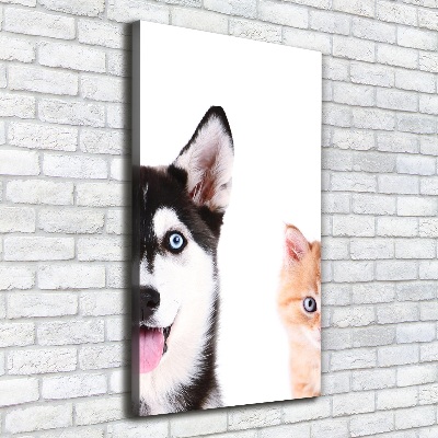 Canvas wall art Dog and cat