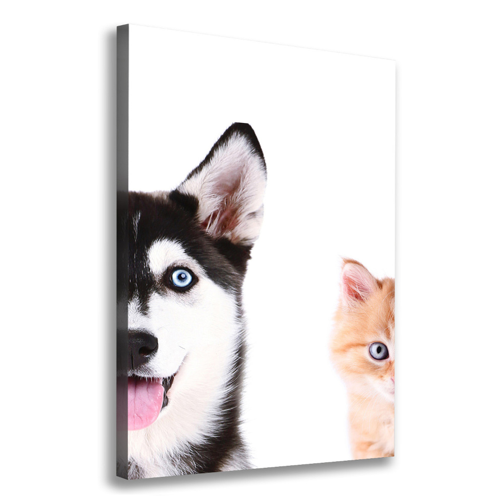 Canvas wall art Dog and cat