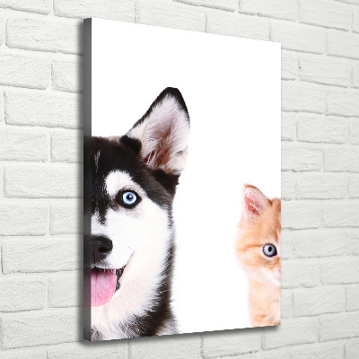 Canvas wall art Dog and cat