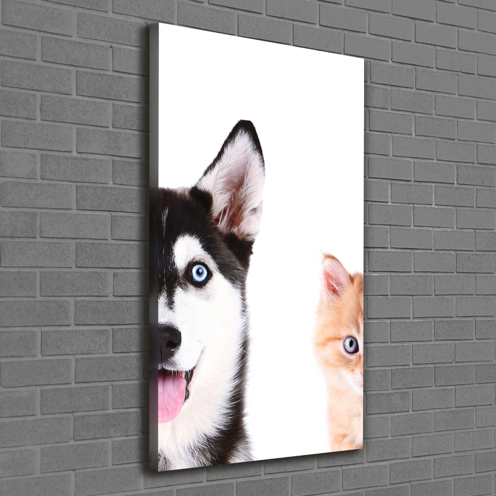 Canvas wall art Dog and cat